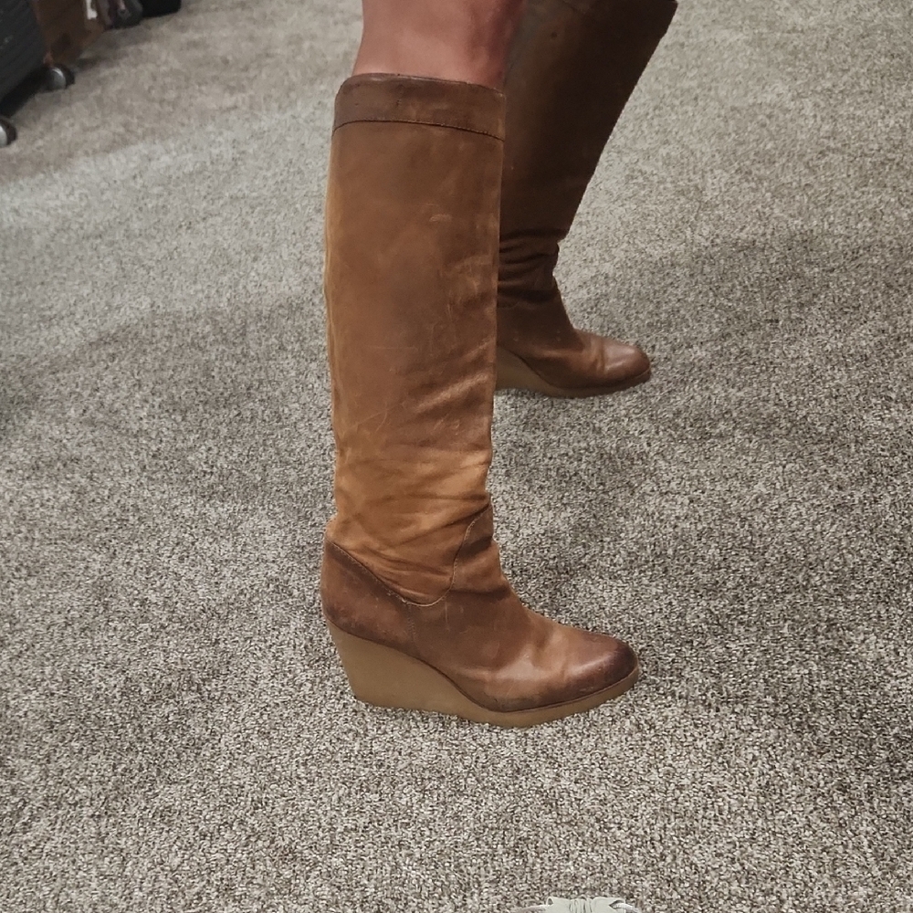 Donald J. Pliner Brown Leather Wedges